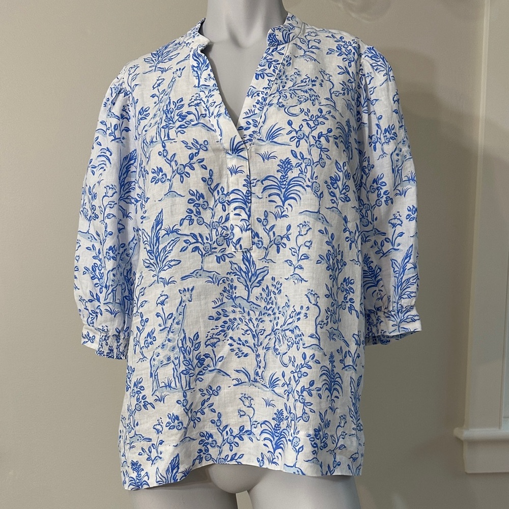 Lilly Pulitzer resort white, tall tails,  MIALEIGH elbow sleeve size 6 linen NWT